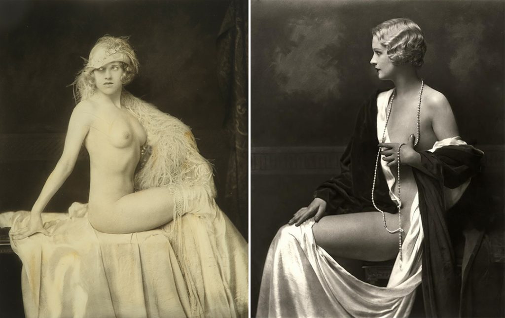 Ziegfeld Follies Showgirls posing in daring, nude images.