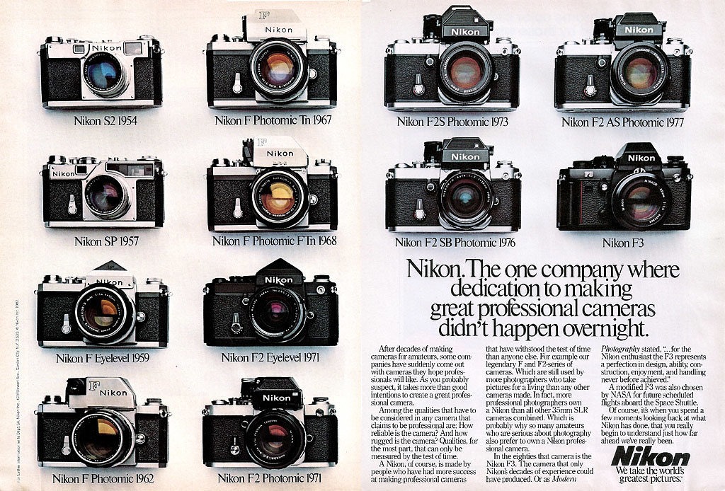 Classic film camera ads in the 1960's 1970's and 1980's